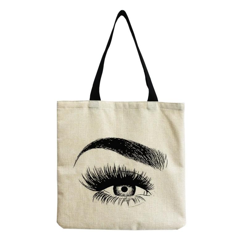 Eco-Friendly Portable Art Eyelashes Print Teacher Gift Tote Bag
