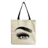 Eco-Friendly Portable Art Eyelashes Print Teacher Gift Tote Bag