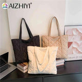 Cotton Padded Ladies Tote Handbags Large Capacity Purses Handbags