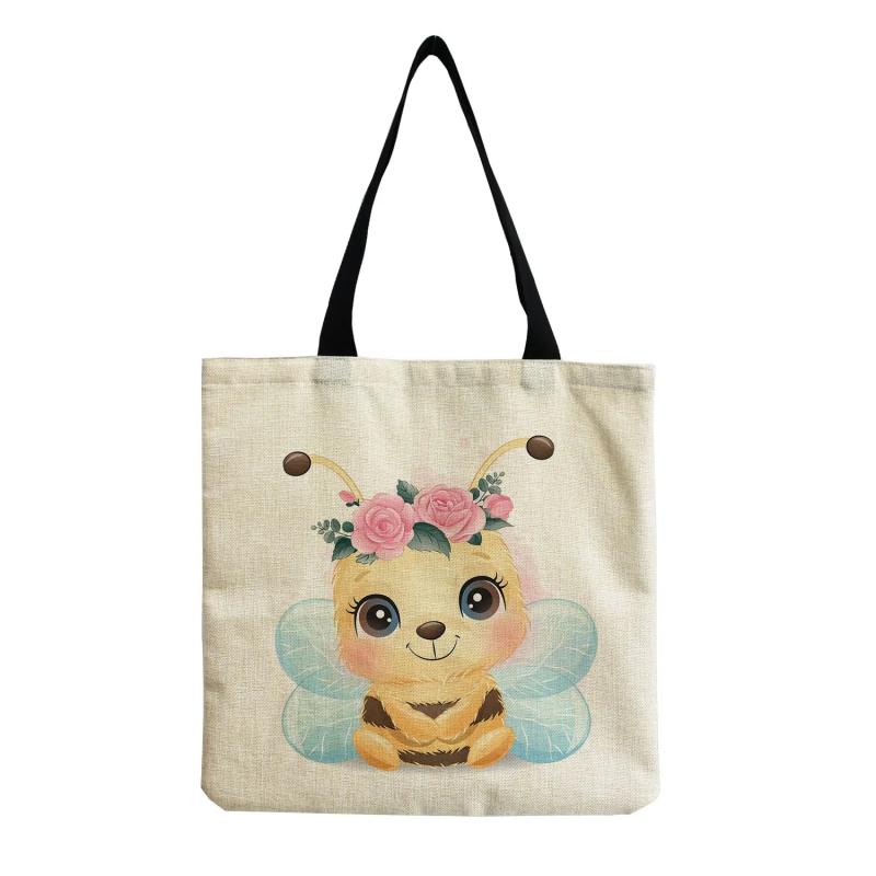 Customizable Animal Print Shoulder Bag for Women Elephant Dog Bee