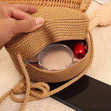 Women's Round Straw Beach Bag Crossbody Rattan Handbag