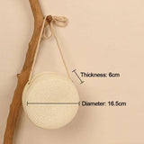Women's Round Straw Beach Bag Crossbody Rattan Handbag