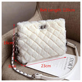 Leopard Print Fox Fur Shoulder Bag for Women Handbag