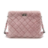 Leopard Print Fox Fur Shoulder Bag for Women Handbag