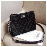 Leopard Print Fox Fur Shoulder Bag for Women Handbag