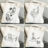 Woman Face Art Minimalist Girl Beauty Flower Canvas Tote Bag