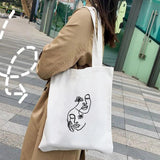 Woman Face Art Minimalist Girl Beauty Flower Canvas Tote Bag