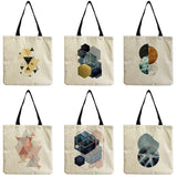 Eco-Friendly Geometric Print Tote Bag, Beach Bag