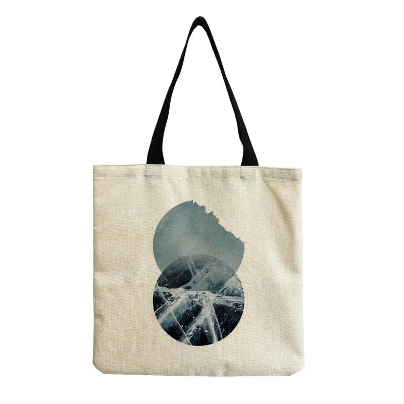 Eco-Friendly Geometric Print Tote Bag, Beach Bag