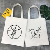 Woman Face Art Minimalist Girl Lady Beauty Eco Tote Bag