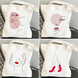 Woman Face Art Minimalist Girl Lady Beauty Eco Tote Bag