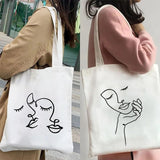 Woman Face Art Minimalist Girl Lady Beauty Eco Tote Bag
