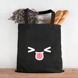 Anime Smiley Face Yellow Women Canvas Shoulder Shopping Bag