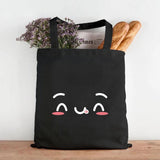 Anime Smiley Face Yellow Women Canvas Shoulder Shopping Bag