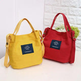 Red Canvas Shoulder Bag Tote Purse Travel Bucket Bag