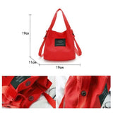 Red Canvas Shoulder Bag Tote Purse Travel Bucket Bag
