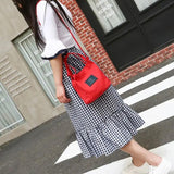 Red Canvas Shoulder Bag Tote Purse Travel Bucket Bag