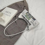 Women Newspaper Printing PU Leather Shoulder Bag Handbag