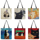 Cartoon Cat Shopper Bag High Capacity Tote Bag Women Shoulder Bag