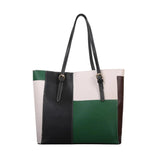Large Capacity Women's One Shoulder Bag PU Leather Contrast Vintage Female Style