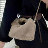 Women Soft Plush Handbag Shoulder Bag Ladies Multifunction