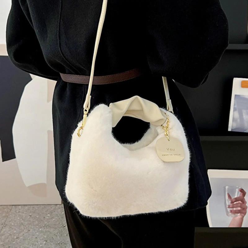 Women Soft Plush Handbag Shoulder Bag Ladies Multifunction