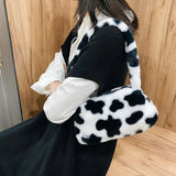 Plush Animal Print Mini Shoulder Bag