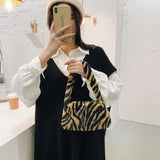 Plush Animal Print Mini Shoulder Bag
