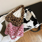 Plush Animal Print Mini Shoulder Bag