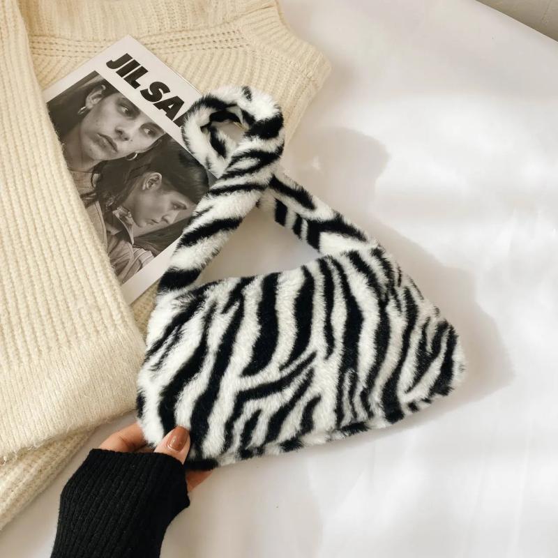 Plush Animal Print Mini Shoulder Bag