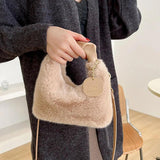 Plush Soft Handbag Shoulder Bag Top Handle Tote for Party Travel