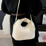 Plush Soft Handbag Shoulder Bag Top Handle Tote for Party Travel