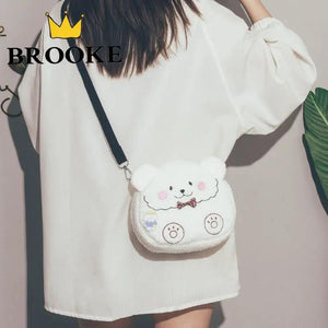 3D Plush Bear Crossbody Bag for Women - Cute Girls Shoulder Purse