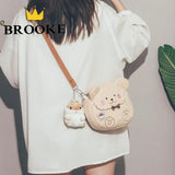 3D Plush Bear Crossbody Bag for Women - Cute Girls Shoulder Purse