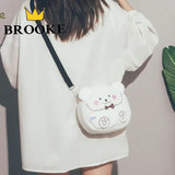 3D Plush Bear Crossbody Bag for Women - Cute Girls Shoulder Purse