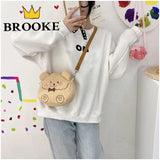3D Plush Bear Crossbody Bag for Women - Cute Girls Shoulder Purse