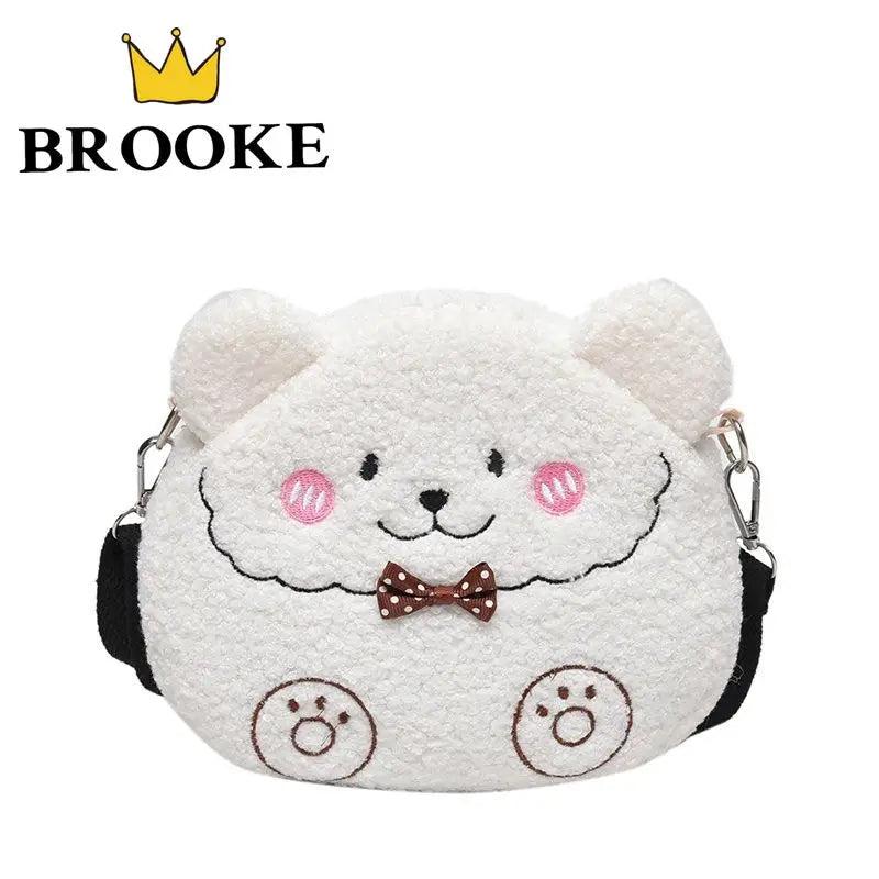 3D Plush Bear Crossbody Bag for Women - Cute Girls Shoulder Purse