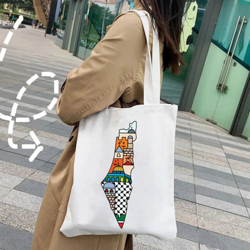 Jerusalem Arabic Flag Map Palestinian Wailing Wall Women's Shopper Totes