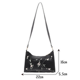PU Ladies Leather Bag Embroidery Underarm Bag Retro Handbag