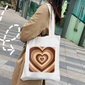 Colorful Rainbow Coffee Brown Canvas Shopper Tote Bag