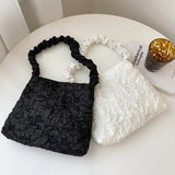 Solid Shopping Underarm Bag Casual Ladies Large Capacity Tote Zipper Handbag