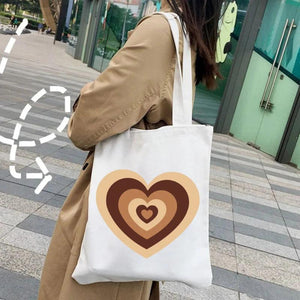 Colorful Latte Love Wildflower Heart Coffee Brown Green Pink Shopper Tote