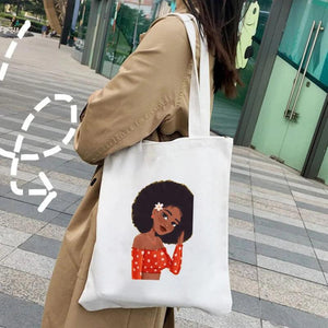 African Melanin Poppin American Sexy Girl Women Canvas Shoulder Handbags
