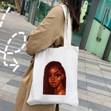 African Melanin Poppin American Sexy Girl Women Canvas Shoulder Handbags