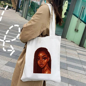 African Melanin Poppin American Sexy Girl Women Canvas Shoulder Handbags