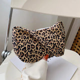 Retro Plaid Leopard Print Shoulder Bag for Women