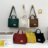 Corduroy Women's Tote Shoulder Bag Retro Canvas Crossbody
