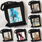 Paris York London Pisa Rome Athens Ink Painting Watercolor Women Girl Canvas