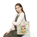 High Capacity Tote Bag Dog Elephant Cartoon Bee Customizable Shoulder Bag