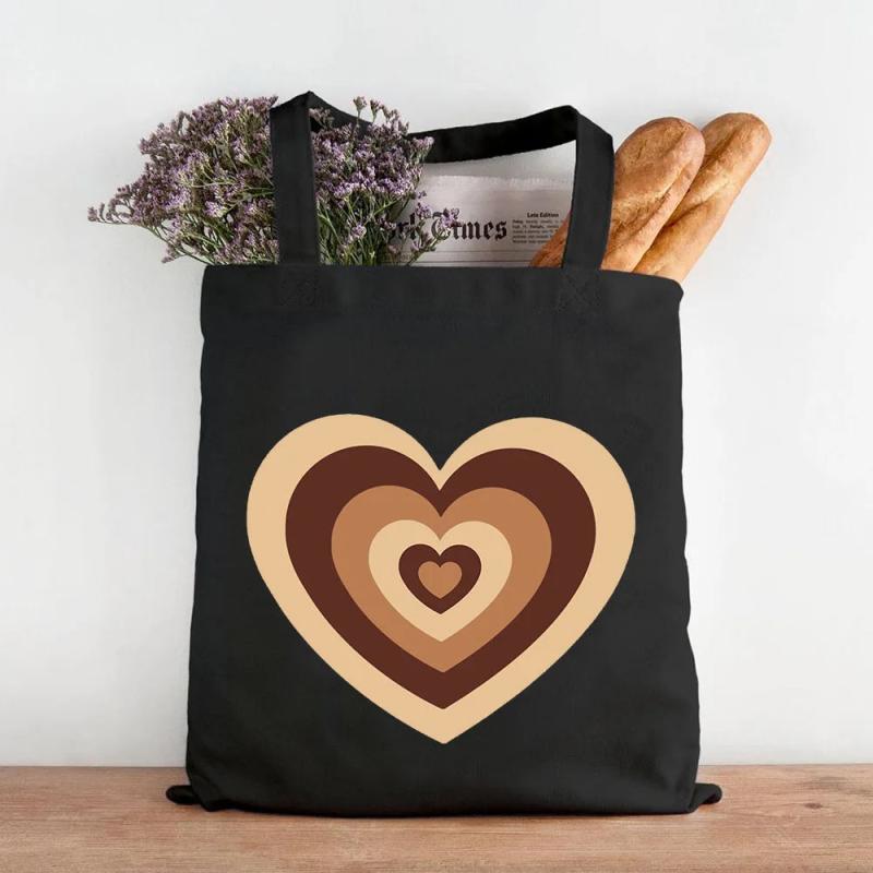 Latte Coffee Love Heart Colorful Wildflower Cotton Tote Bag